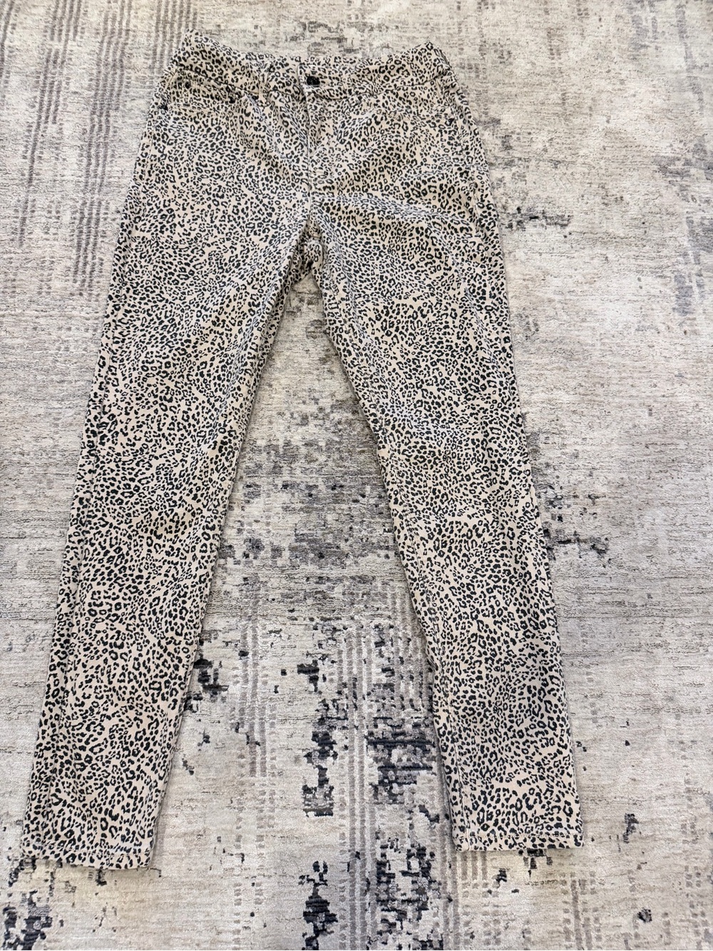 Seven7 Beige Leopard Print Skinny Jeans